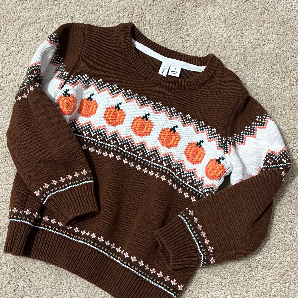 Janie and Jack THE PUMPKIN FAIR ISLE SWEATER